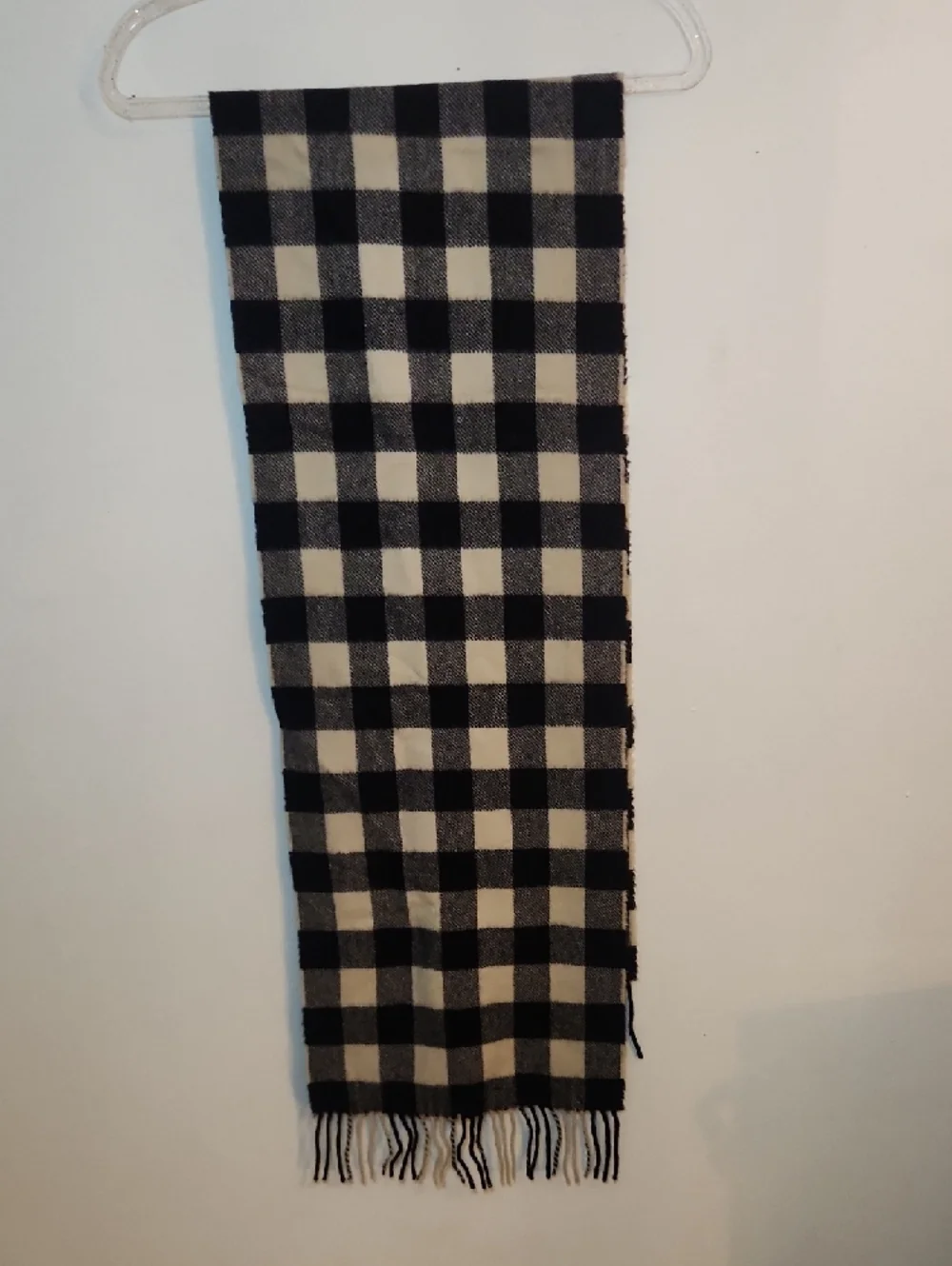 2 Plaid Fringe Scarves - Blue & Cashmere Black/White